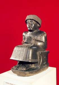 Gudea, Prinz von Lagash, Statue gewidmet Ningizzada, Neusumerisch, aus Telloh, antikes Girsu, ca. 2130 v. Chr.